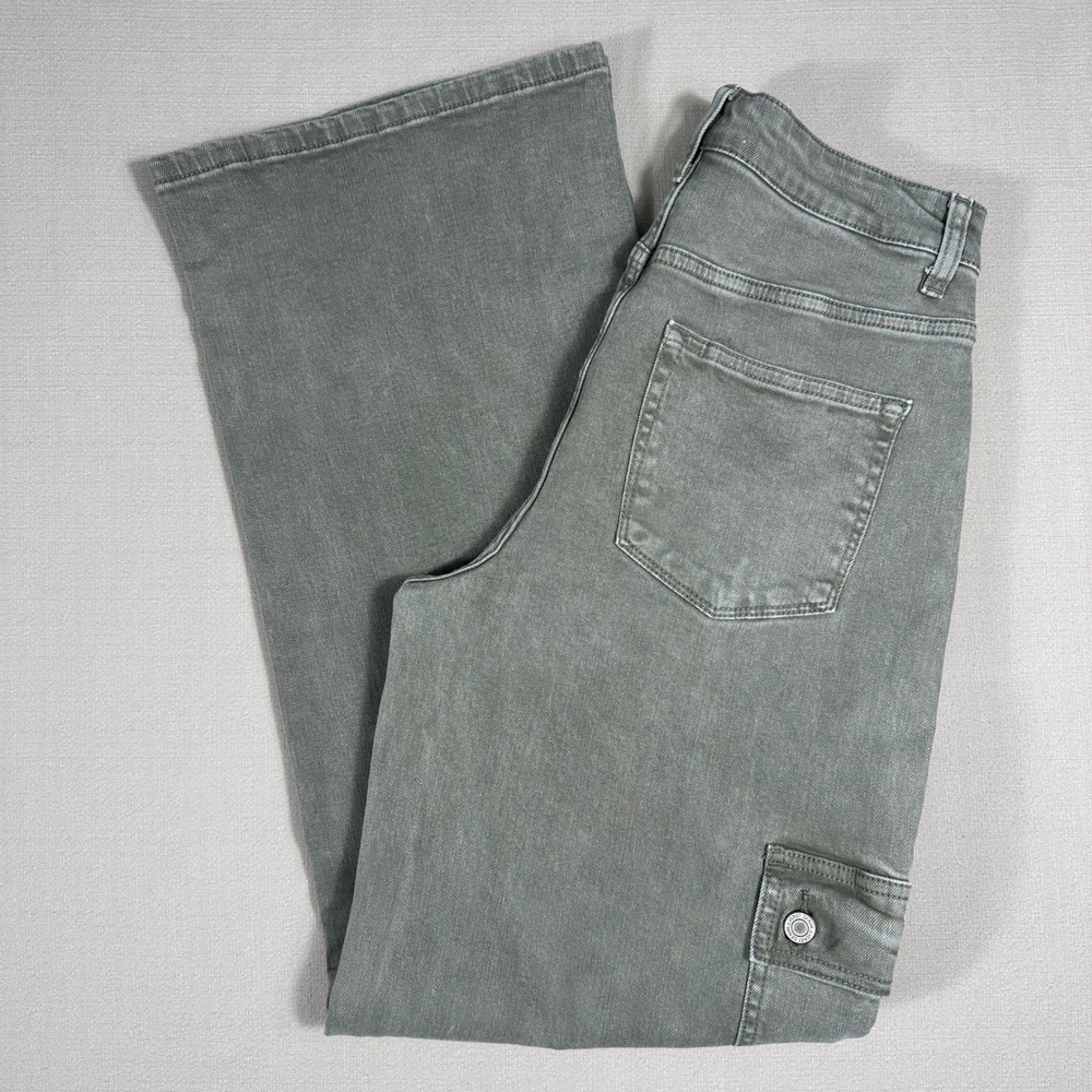 Vervet Wide Leg Cargo Jeans Womens 29 Green Excellent High Rise Utility Pants